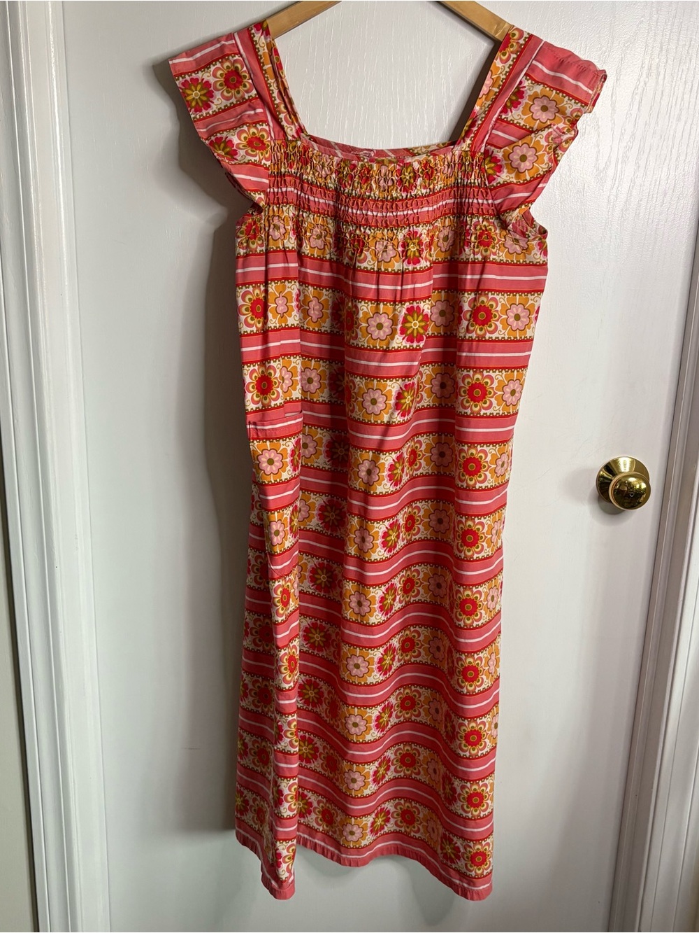 Vera Bradley Floral Stripe Midi Sundress Cotton Ruffle Strap Boho Preppy Cottage